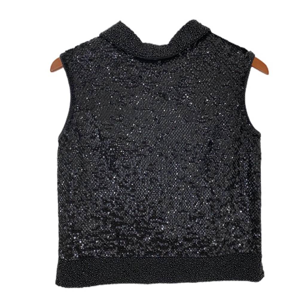Sequined ‎ Black Sleeveless Top